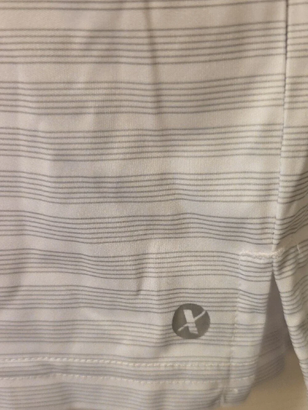 Xersion White and Light Gray Striped Short-Sleeve Polo